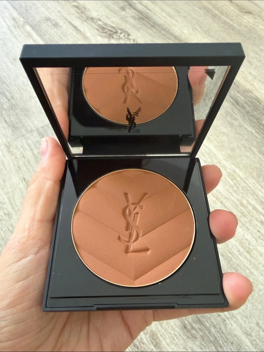 Saint Laurent Quilted Brown Bronzer Compact with Gold YSL Logo